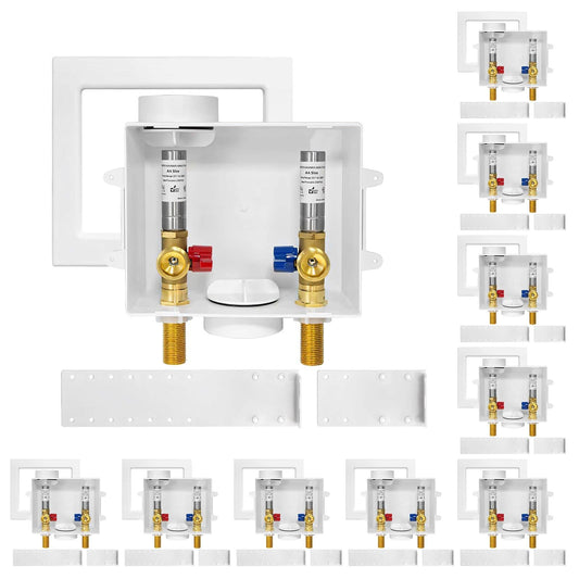 10 Pcs 1/2" Sweat Inlet, Washing Machine Outlet Box, with Stainless Steel Water Hammer Arrestor