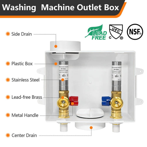 1/2" CPVC PPE Intet, Washing Machine Outlet Box, with Stainless Steel Arrestor Plumbingsell