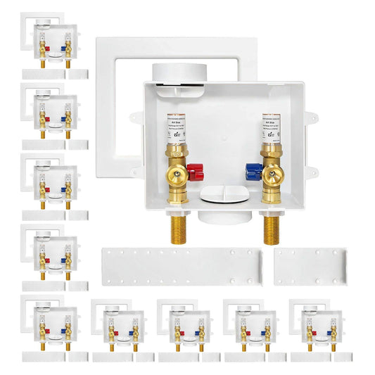 10 Pcs 1/2" Sweat Inlet, Washing Machine Outlet Box, with Copper Water Hammer Arrestor