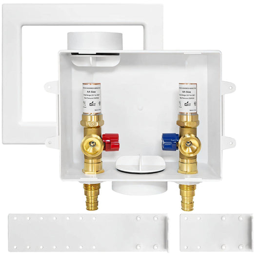 1/2" PEX Expansion (F1960) Inlet, Washing Machine Outlet Box, with Copper Water Hammer Arrestor