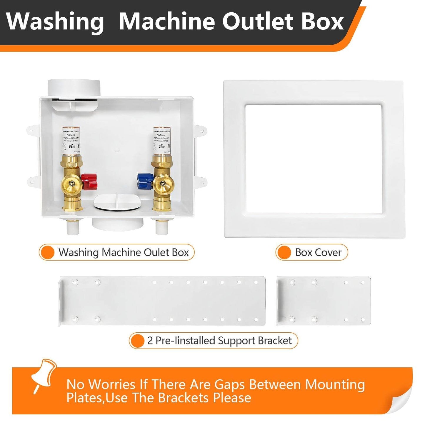 1/2" CPVC PPE Intet, Washing Machine Outlet Box, with Copper Arrestor
