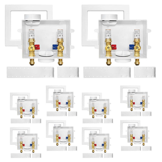 10 Pcs 1/2" Push Fit Inlet, Washing Machine Outlet Box, with Copper Arrestor, with Center Drain