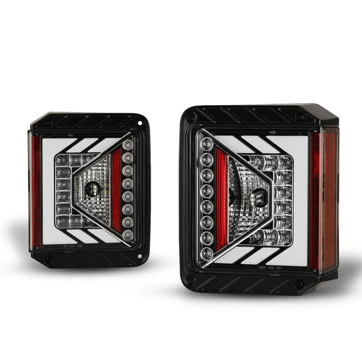 Winjet 2007-2018 Jeep Wrangler JK LED Tail Lights - Glossy Black / Clear