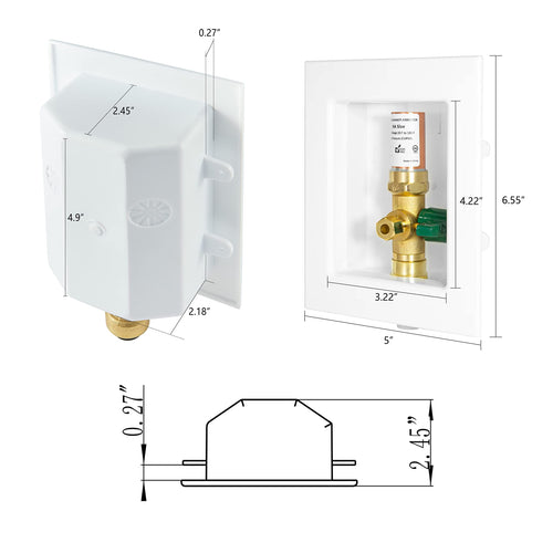 1/2" PEX Expansion (F1960) Inlet, Ice Maker Outlet Box, with Copper Arrestor Plumbingsell