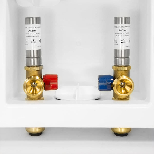 1/2" Push Fit Inlet, Washing Machine Outlet Box, with Stainless Water Hammer Arrestor Plumbingsell