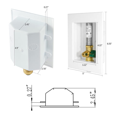 1/2" Sweat Inlet, Ice Maker Outlet Box, with Stainless Steel Hammer Arrestor Plumbingsell