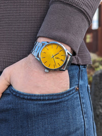 Yellow Sunburst Watch The Beyond Boring Watch Company