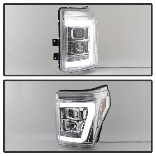 Spyder 11-16 Ford F-250/F-350 V2 Projector Headlights - Light Bar DRL - Chrome PRO-YD-FS11V2-LB-C OffRoadUSA.com