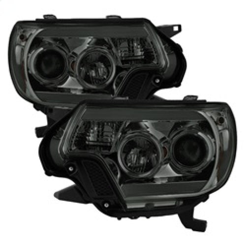 Spyder Toyota Tacoma 12-16 Projector Headlights Light Bar DRL Smoke PRO-YD-TT12-LBDRL-SM OffRoadUSA.com