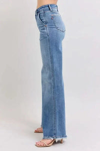 Judy Blue Raw Hem Wide Leg Jeans HTO Apparel