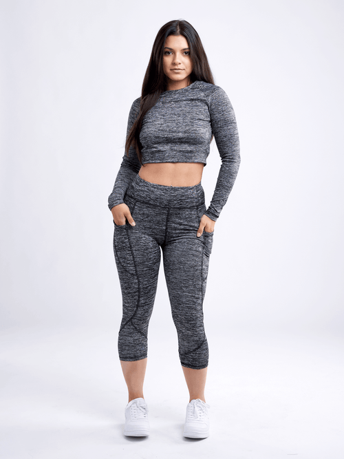 JupiterGear Mid-Rise Capri Fitness Leggings with Side Pockets Jupiter Gear