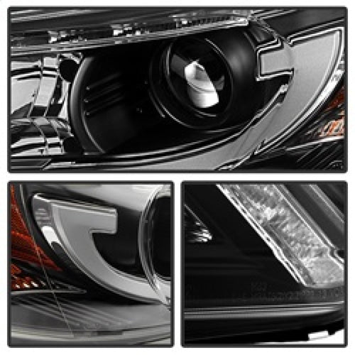 Spyder Honda Accord 2013-2015 4DR Projector Headlights Light Bar DRL Black PRO-YD-HA13-LBDRL-BK OffRoadUSA.com