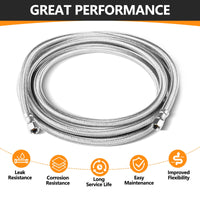 10ft Ice Maker Hose, with 1/4" Comp by 1/4" Comp Connection, Stainless Steel Braided Hose