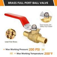 1" PEX Crimp Ball Valve, Red (Lead Free) Plumbingsell