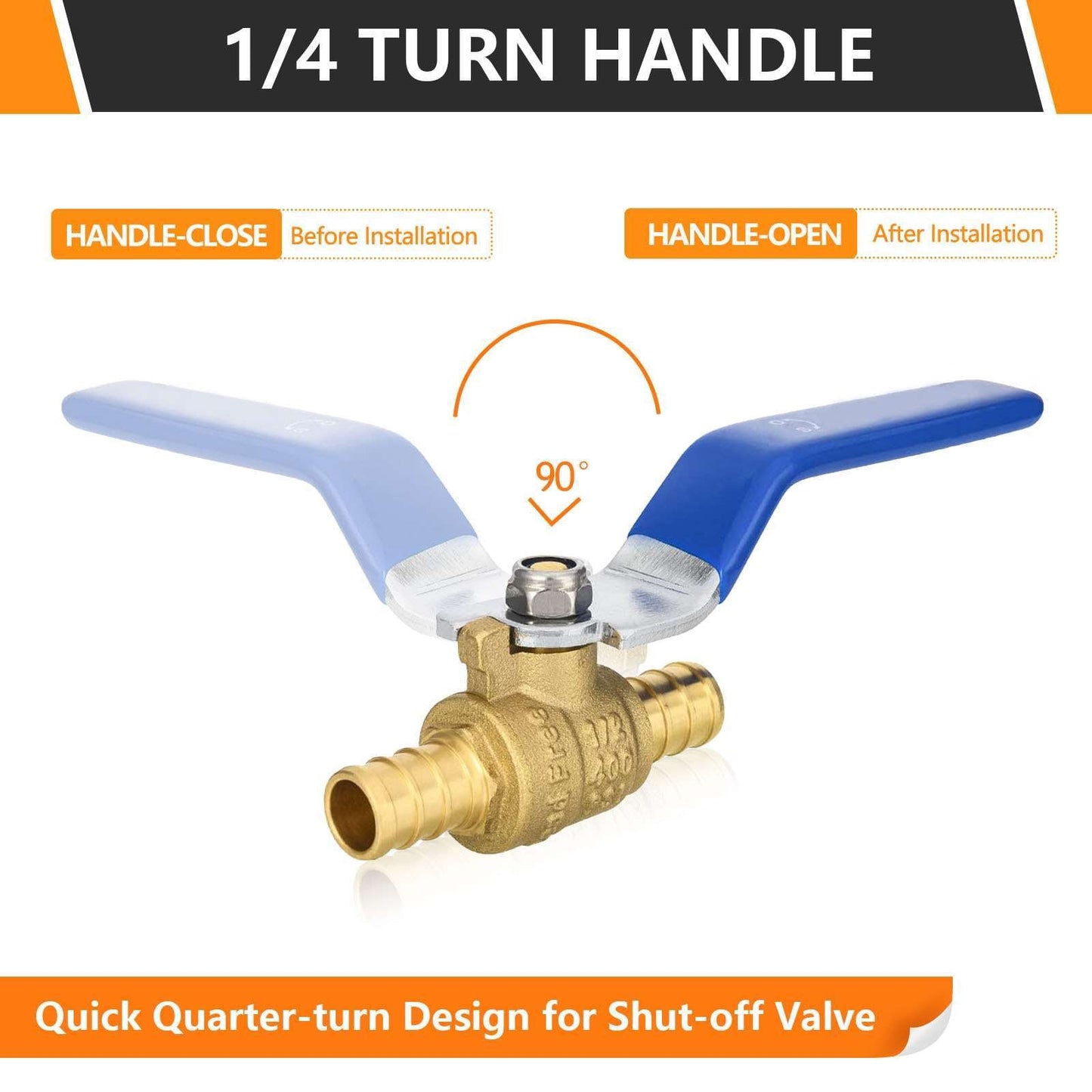 3/4" PEX Crimp Ball Valve,  Blue (Lead Free)