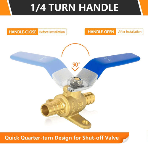 1/2" PEX Crimp Drop Ear Ball Valve, Blue (Lead Free) Plumbingsell