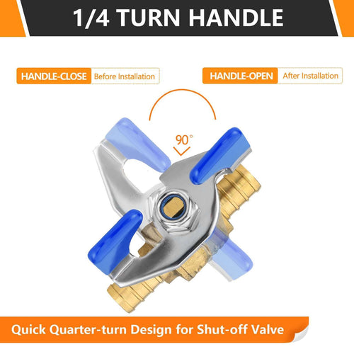 1/2" PEX Crimp Butterfly Ball Valve, Blue (Lead Free) Plumbingsell