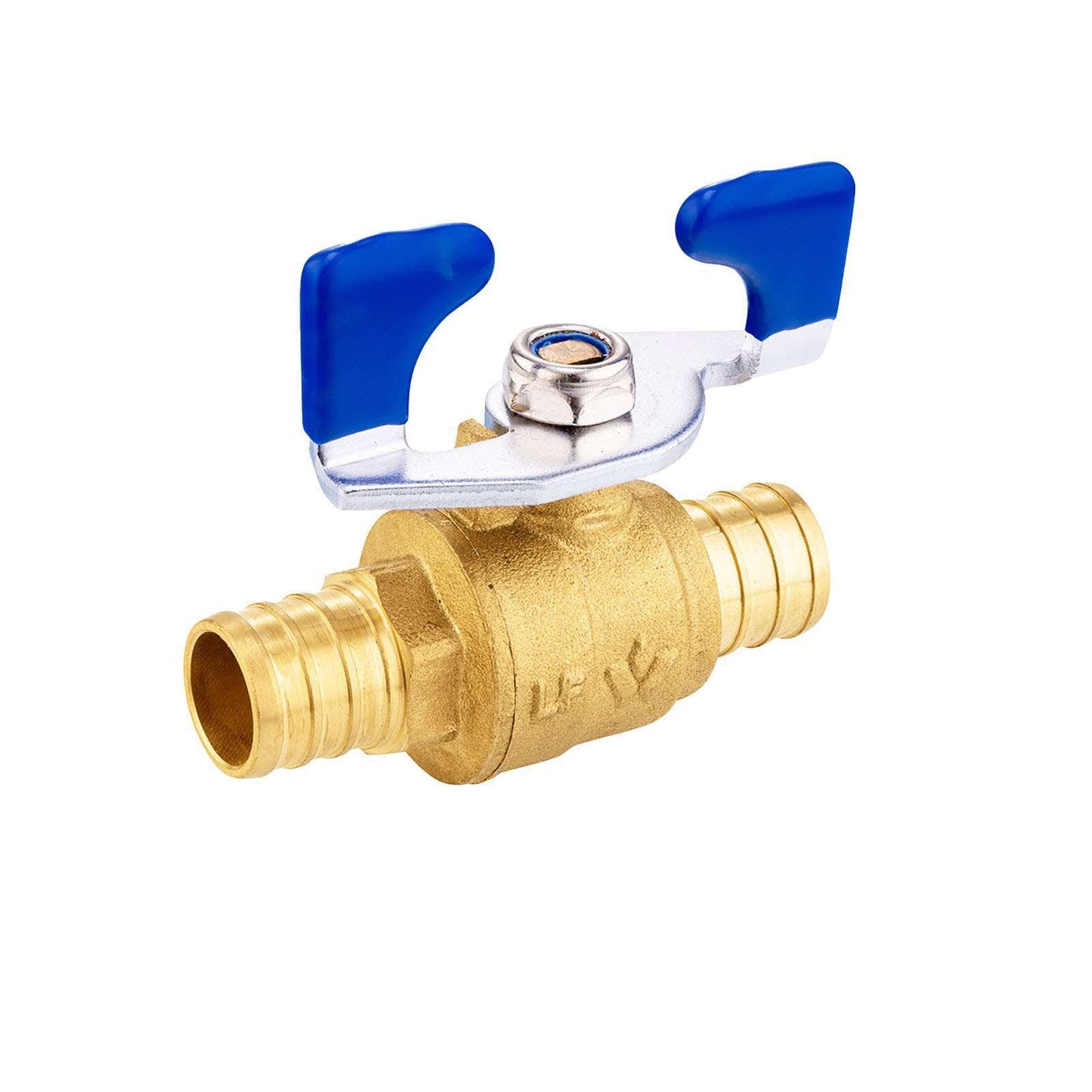 10 Pcs 3/4" PEX Crimp Butterfly Ball Valve, Blue (Lead Free)