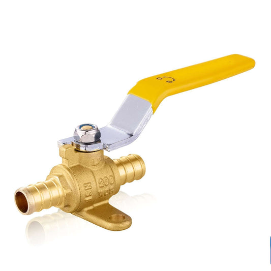1/2" PEX Crimp Drop Ear Ball Valve, Yellow (Lead Free)