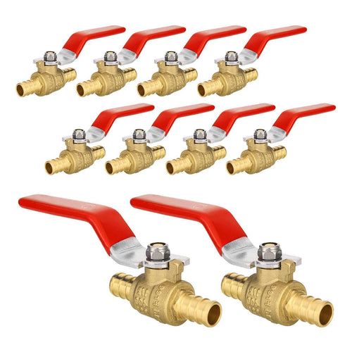10 Pcs 1" PEX Crimp Ball Valve, Red (Lead Free) Plumbingsell