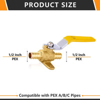 1/2" PEX Crimp Drop Ear Ball Valve, Yellow (Lead Free) Plumbingsell