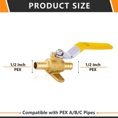 1/2" PEX Crimp Drop Ear Ball Valve, Yellow (Lead Free) Plumbingsell