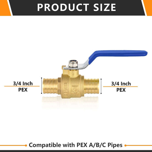 3/4" PEX Crimp Ball Valve, Blue (Lead Free) Plumbingsell