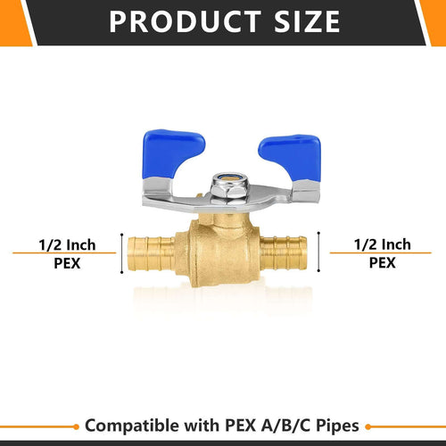 1/2" PEX Crimp Butterfly Ball Valve, Blue (Lead Free) Plumbingsell