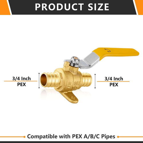 3/4" PEX Crimp Drop Ear Ball Valve, Yellow (Lead Free) Plumbingsell