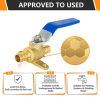 1/2" PEX Crimp Drop Ear Ball Valve, Blue (Lead Free) Plumbingsell