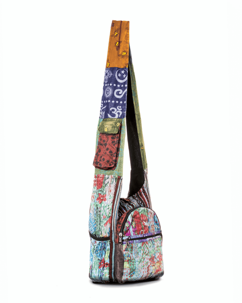 Kathmandu Collection Vintage Patchwork Hobo Bag with Water Bottle Pockets Jupiter Gear