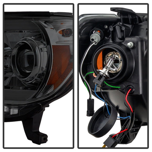Spyder Toyota Tacoma 12-16 Projector Headlights Light Bar DRL Smoke PRO-YD-TT12-LBDRL-SM OffRoadUSA.com