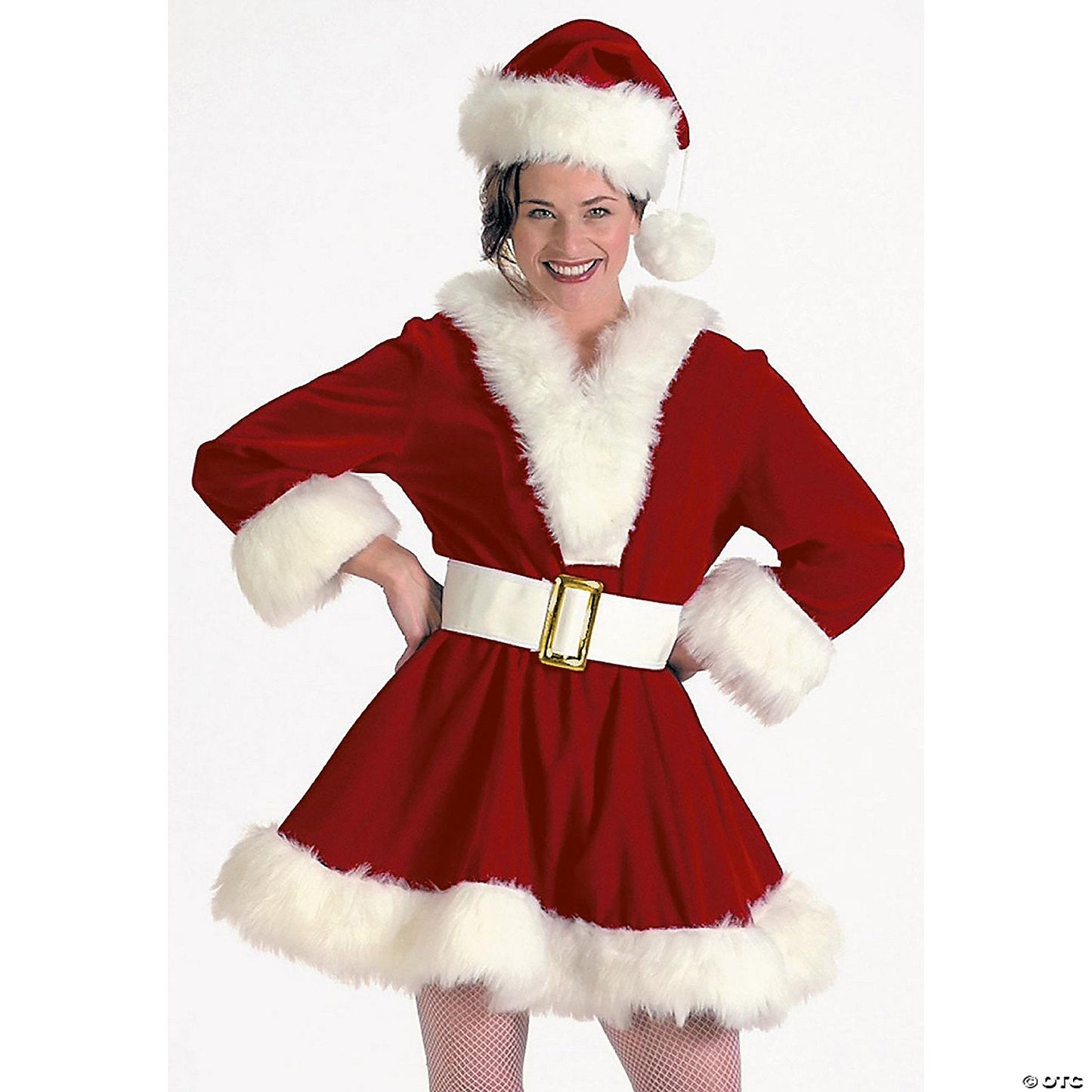 Adult Women's Burgundy Velvet Perky Pixie Mrs. Clause Dress Costume - Large