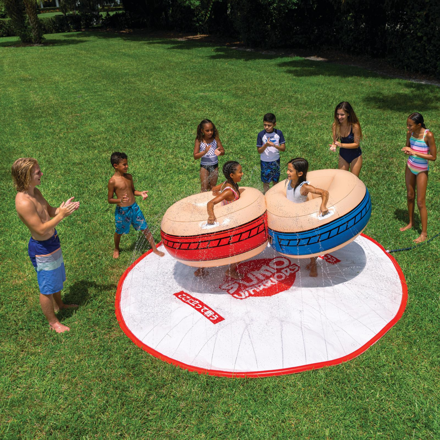 WOW Sports 10ft Sumo Wrestling Spray Pad with 2 Sumo Belly-Bumpers