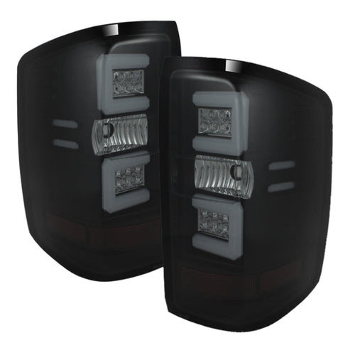 Spyder 14-18 Chevy 1500 / 15-19 GMC 3500 Dually / Bar LED Tail Lights Blk Smke ALT-YD-CS14-LBLED-BSM OffRoadUSA.com