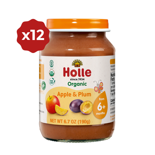 Holle Organic Baby Food Jar - Apple & Plum - 12 Jars Holle USA