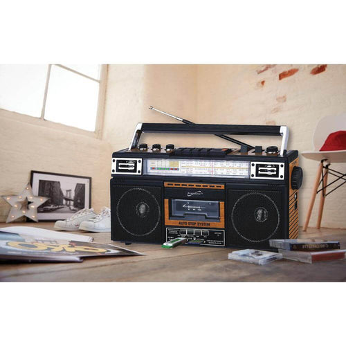 Supersonic 4 Band Bluetooth Radio & Cassette Player + Cassette To Mp3 Converter Jupiter Gear
