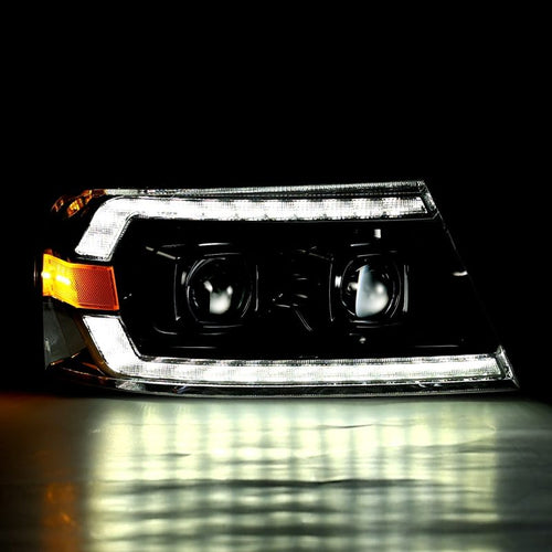 AlphaRex 04-08 Ford F150 / 06-08 Lincoln Mark LT PRO-Series Halogen Projector Headlights Alpha-Black OffRoadUSA.com