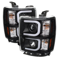 Spyder Chevy Silverado 1500 14-16 Projector Headlights Light Bar DRL Blk PRO-YD-CS14-LBDRL-BK OffRoadUSA.com