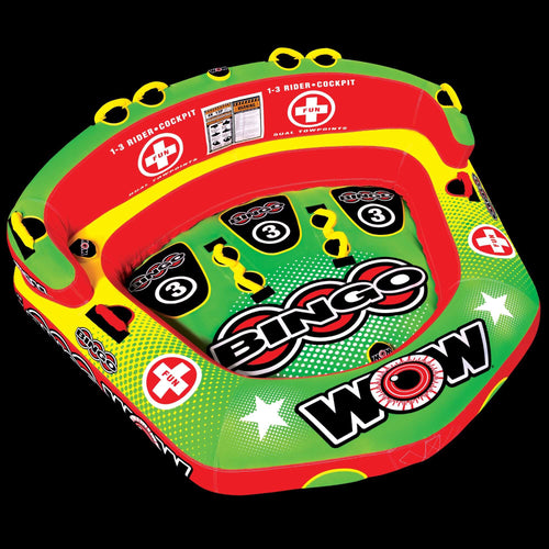 WOW Sports Bingo 1-3 Person Towable Water Tube For Pool and Lake (14-1070) Jupiter Gear