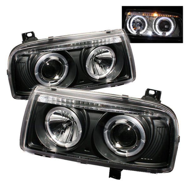Spyder Volkswagen Jetta III 93-98 Projector Headlights LED Halo Blk High H1 Low H1 PRO-YD-VJ93-HL-BK OffRoadUSA.com