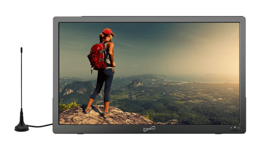 Portable 16" 12 Volt Digital LED TV with USB, SD, and HDMI Input: Built-in Rechargeable Lithium Ion Battery and FM Radio Jupiter Gear