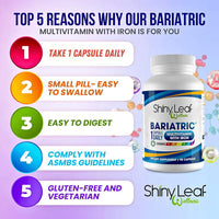 Shiny Leaf Bariatric Multivitamin with Iron and Calcium Citrate 600mg