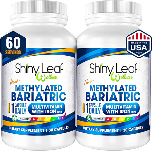 Methylated Bariatric Multivitamins with 45mg Iron 1 capsule a day Shiny Leaf