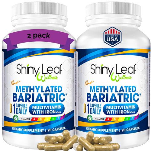 Methylated Bariatric Multivitamins with 45mg Iron 1 capsule a day Shiny Leaf