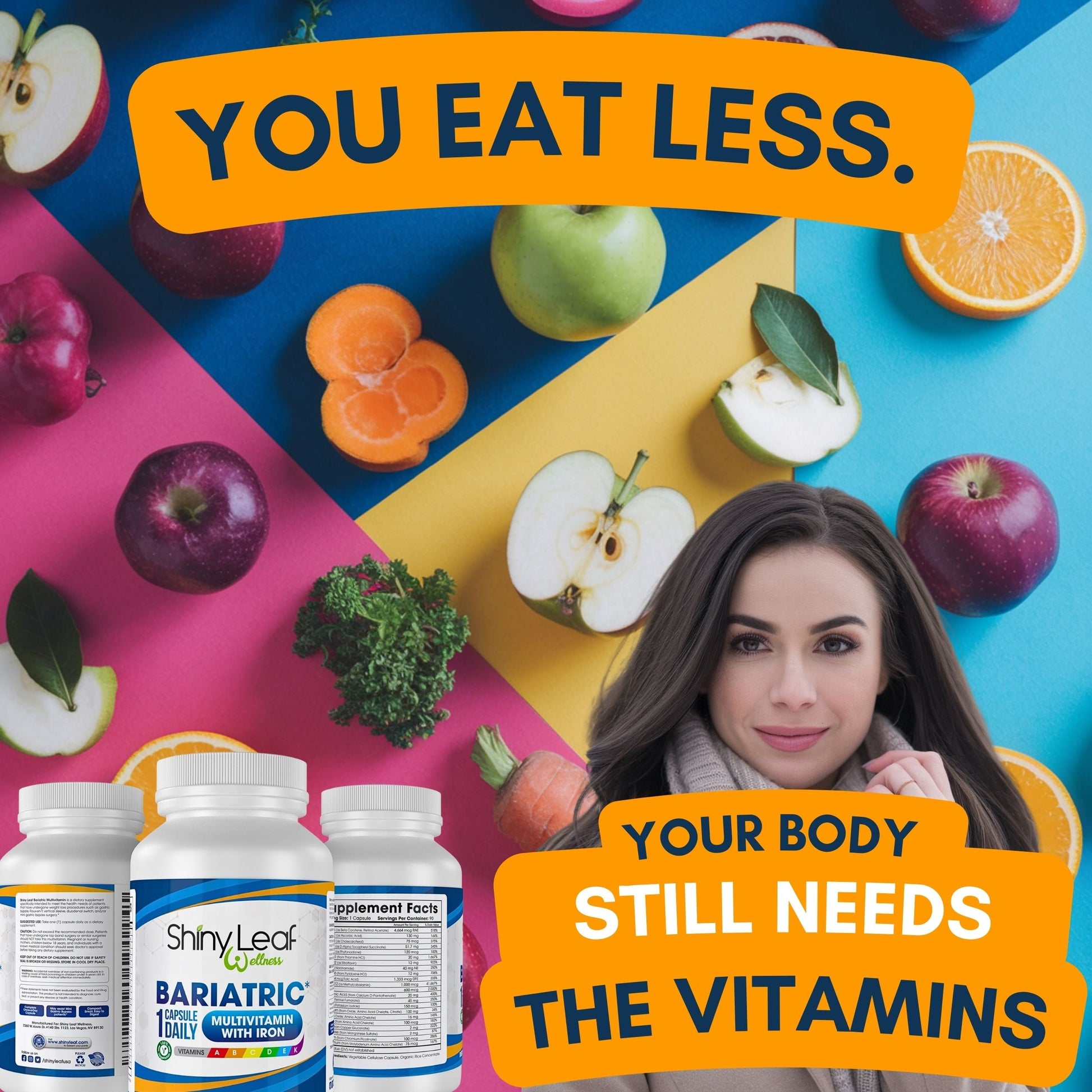 Shiny Leaf Bariatric Multivitamin with Iron With DHT Original Shampoo and