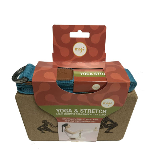 Laser Engraved Cork Yoga Block & Strap Combo Jupiter Gear