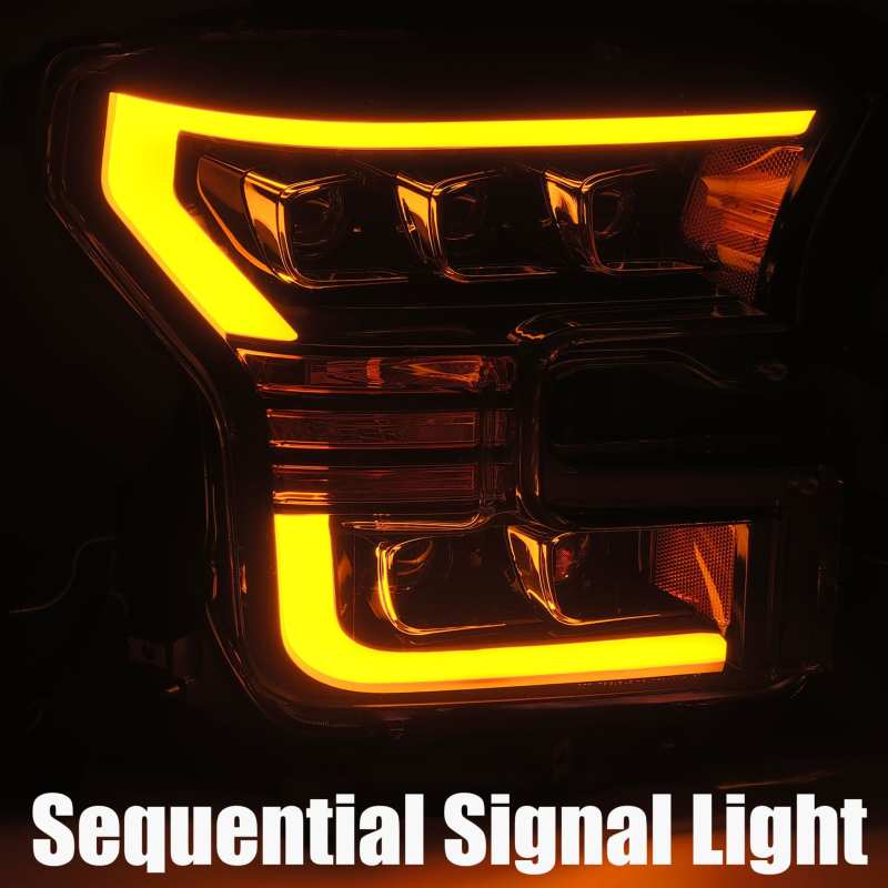AlphaRex 15-17 Ford F150 / 17-20 F150 Raptor NOVA-Series LED Projector Headlights Black