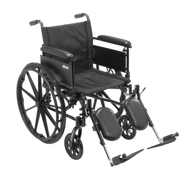 Cruiser X4 Lightweight Dual Axle Wheelchair with Adjustable Detachable Arms, Full Arms, Elevating Leg Rests, 20" Seat RIO Medical Supplies