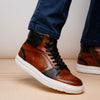Zelli Italia 65-356-BRN BRAVO Italian Burnished Calfskin High Top Dress Sneaker